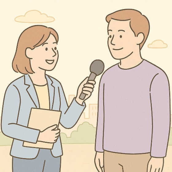 Periodista entrevistando